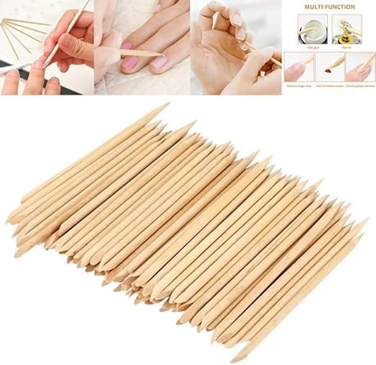 GOOD STUFF Set of 16 wooden sticks for removing cuticles and nail art, length 16 cm, double tip for pushing back and - ShopVlot