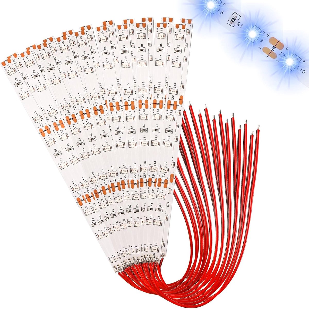 Begonia Pack of 20 150mm Pre-Wired LED Strips, 2835 SMD LED, 12V - ShopVlot