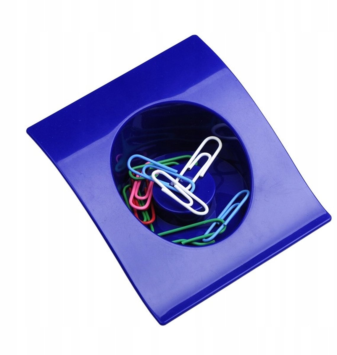 Clip-It niet-doorzichtig blauw bakje voor paperclips met 10 clips