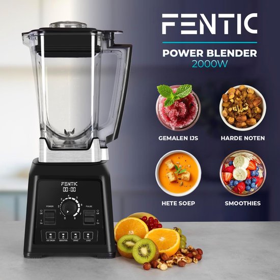 Krachtige Blender - Keuken Mixer - Smoothies Maken - 8 RVS Messen - 2 Liter Kan - Zwart — afbeelding 4