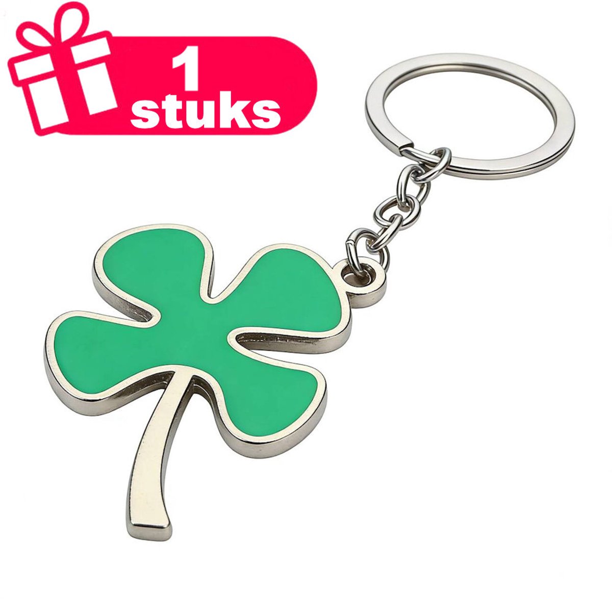 Decopatent - Premium Keychain - Metalen Sleutelhanger Klavertje Vier - Geluksklaver 4 Keychain - Luxe Sleutelring - Gelukscadeau voor Haar en Hem