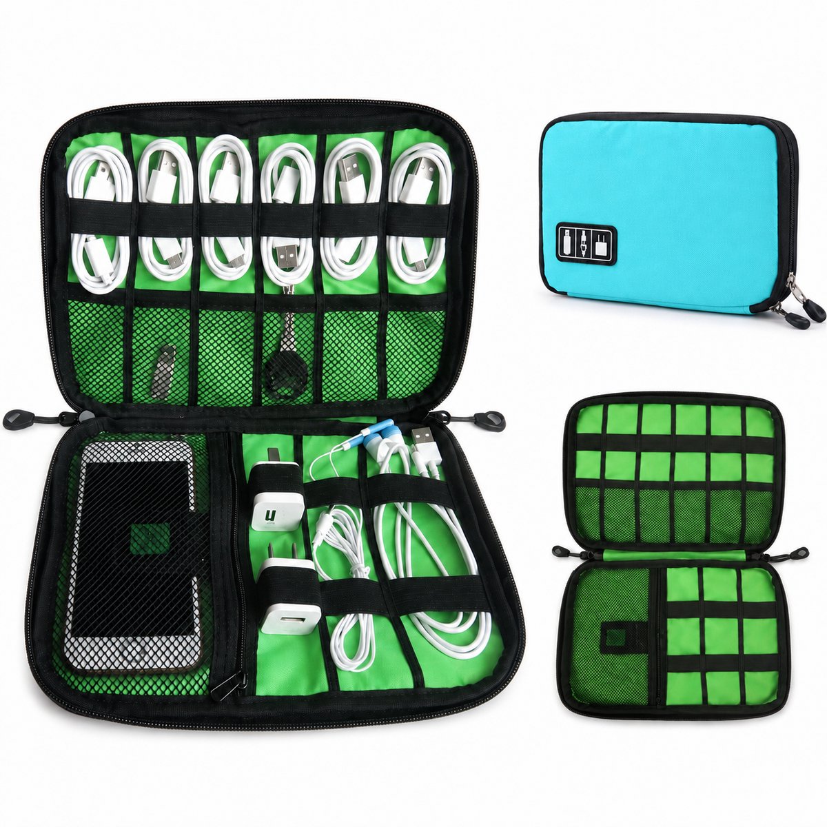Namajunas kabel organizer tas - travel bag - kabeltas - organizer voor etui accessoires - blauw