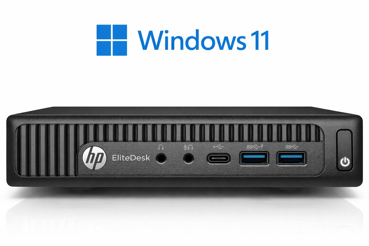 HP EliteDesk 800 G2 - Intel G4400T - 8 GB - 256 GB SSD - Mini Desktop - Windows 11 - VGA - DisplayPort