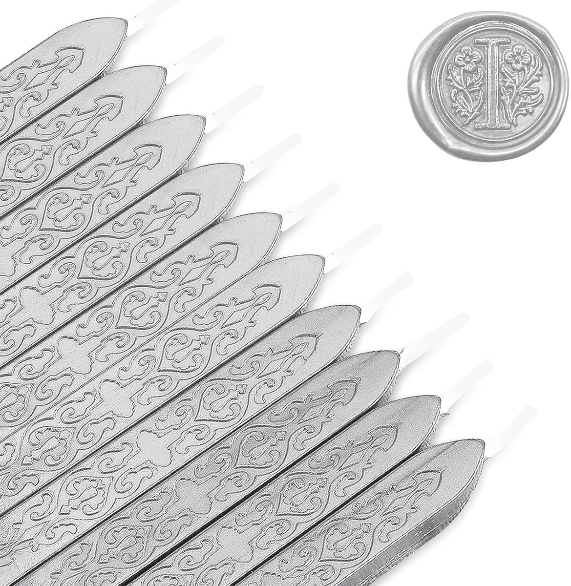 10 stuks zilveren zegelwas met lonten, vintage afdichtingswas, waszegelstok, zegelwas, zilverkleurig, voor postzegel en waszegel stempel (zilver)