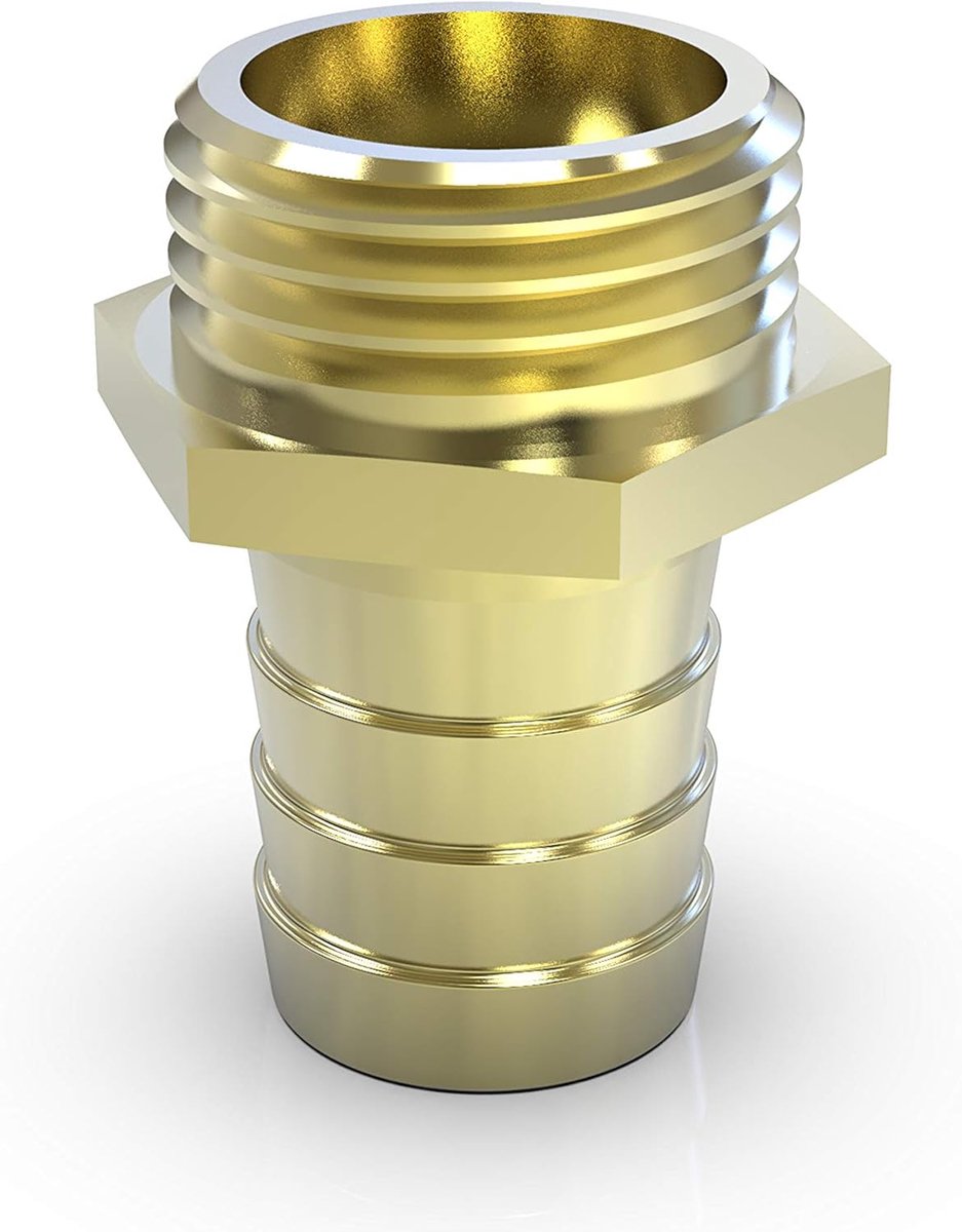 Beul 10010.518.2 Gschroefdraad slangaansluiting met zeskant en buitendraad 3/8" x 16 mm, messing