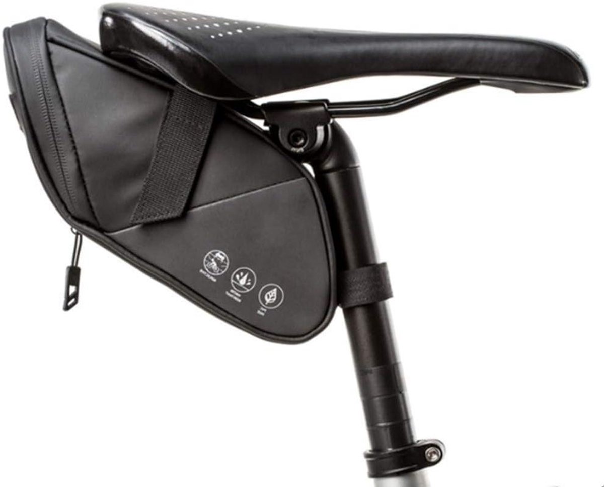 Fietszadel Tas - Fietstas Onder Zadel - Fietsen Opbergen - Waterdicht Reflecterend Materiaal - 1.5 Liter - Zwart