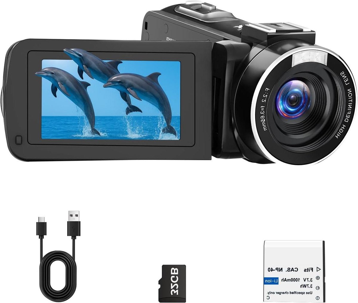 Videocamera 1080P - Camcorder Vlogging - YouTube Video's Maken - 48MP Foto Kwaliteit - 3 Inch Scherm - Zwart