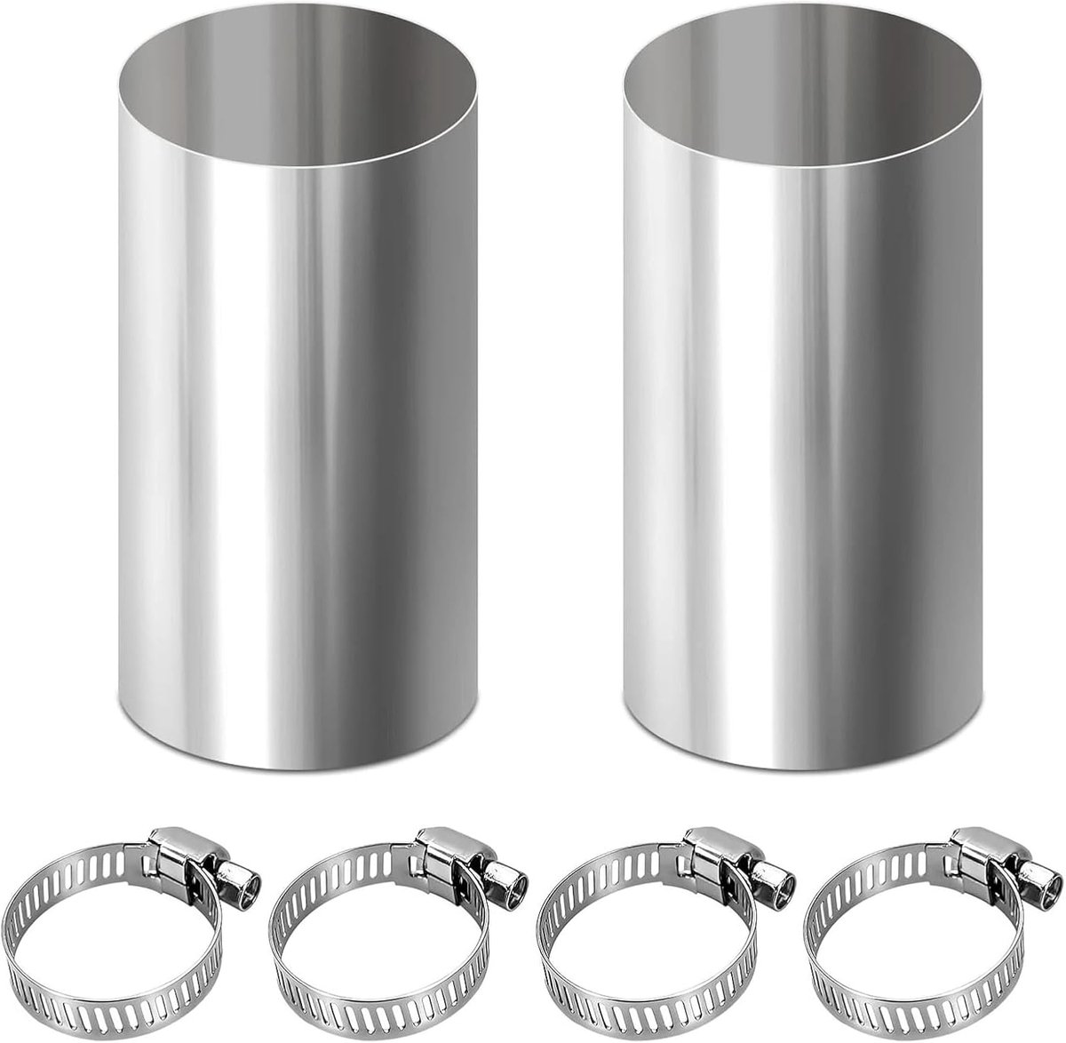 staande verwarming, connectoren, Ø 24 mm, buisconnector met 4 klemmen, roestvrij staal, buisverbinder, verlengbuis, uitlaatpijp, stomp uitlaatslang voor auto's, stroomgenerator