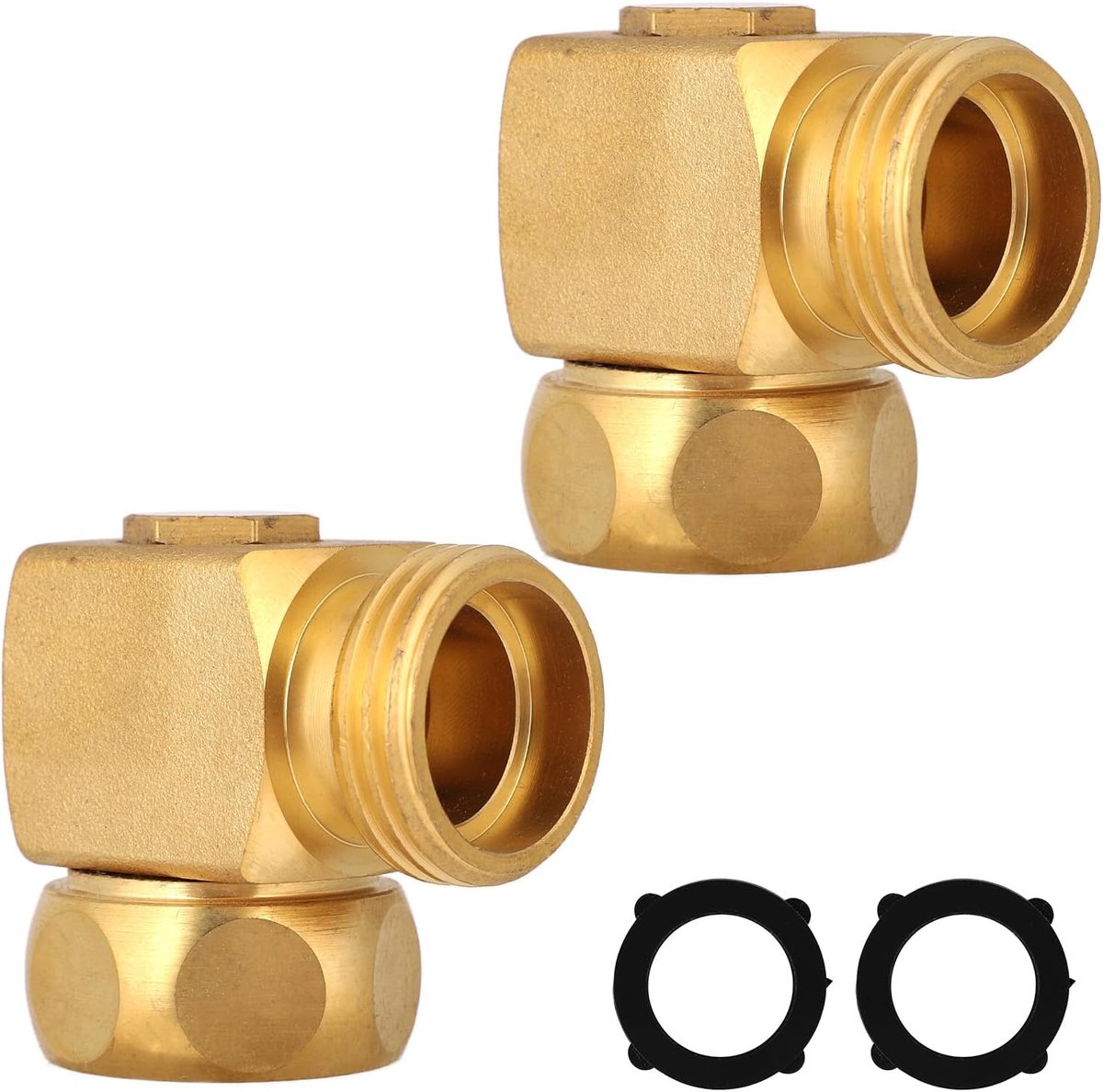 2 Stuks 3/4 inch GHT Tuinslangkoppelingen, Messing Waterslangfittingen met Ring Lekvrije Connectoradapter voor Kraan Buitentuin
