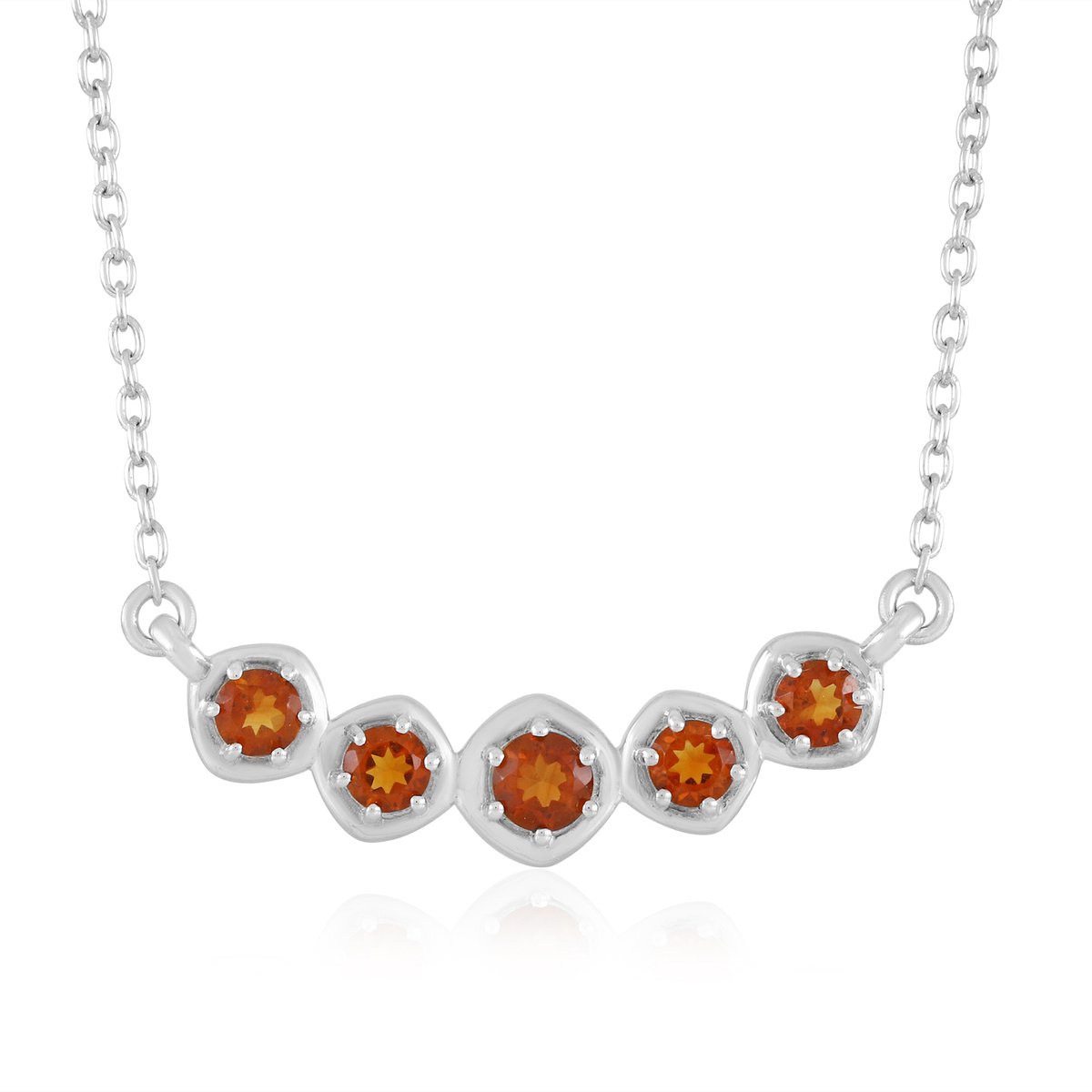 Cavill - Ketting 925 Sterling Zilver Gerhodineerd - 0,72 ct Madeira Citrien - Elegante Handgemaakte Braziliaanse Edelstenen Zilverketting
