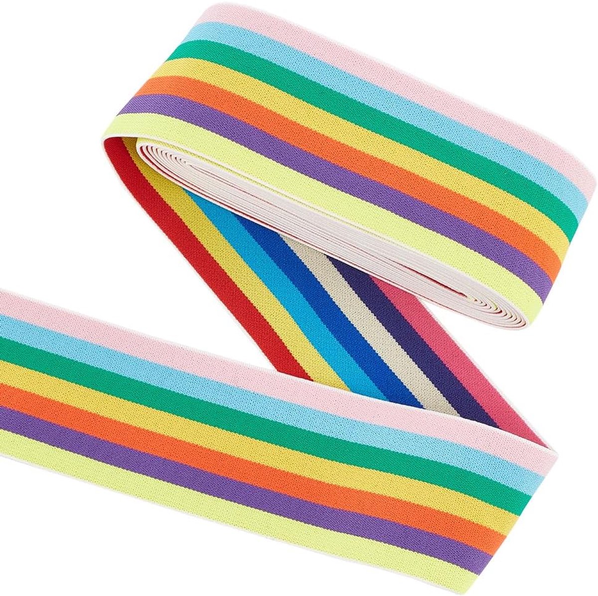 Elastische Band 50mm Breed Naaien Elastische Bands Plat met Streeppatroon Elastische Band Regenboog Elastische Kant Trim Voor Jurk Tailleband Pruik Bands Naaien Accessoires