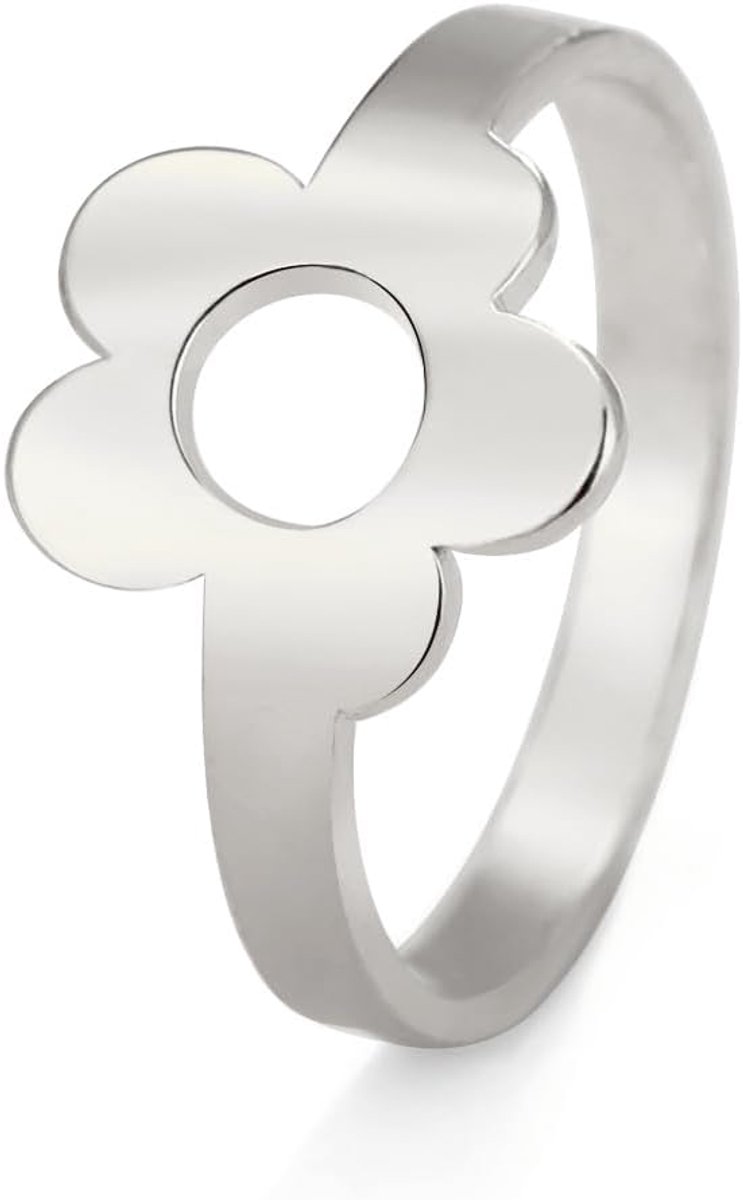 kkjoy Bloem Ring Rvs Opengewerkte Plumeria Bloemen Belofte Ring Sieraden Gift Voor Vrouwen Charmante Dames