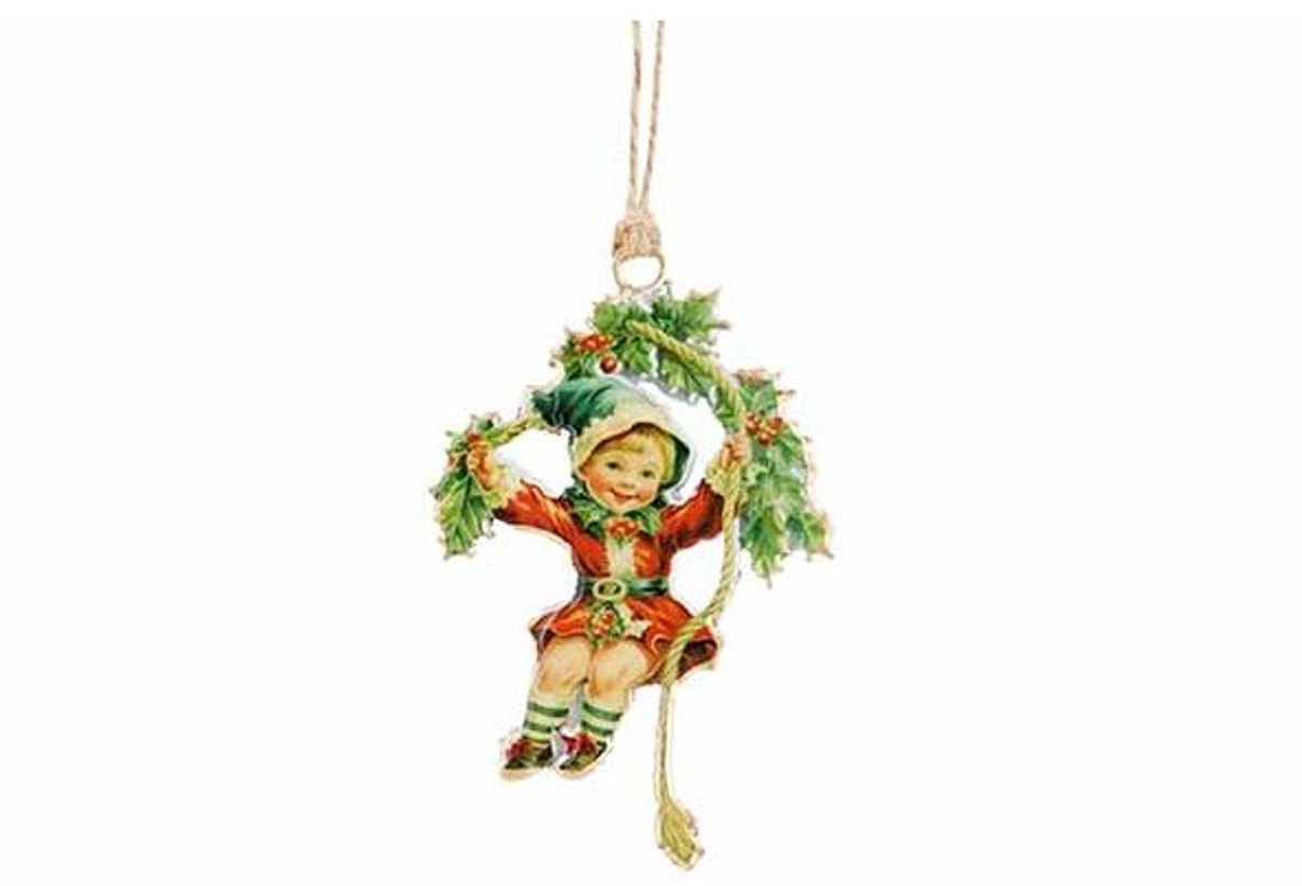 Hanger Vintage Boy Rood Groen 7x1xh11cm Ijzer