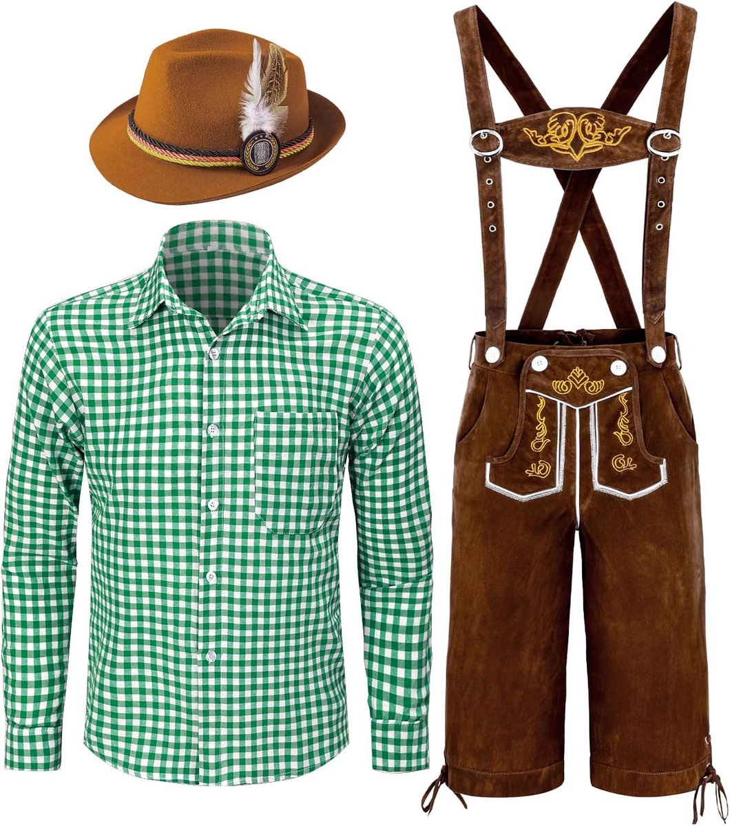Oktoberfest-kostuum voor heren, Duitse Beierse lederhose Halloween-kostuumset