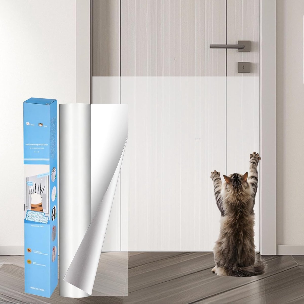 Krasbescherming, voor Katten, 8m x 43cm, Effectieve Krabbescherming tegen Krassen, Zelfklevende Krasfolie, Transparante Krabfolie voor Meubels, Bank, Muur en Deur