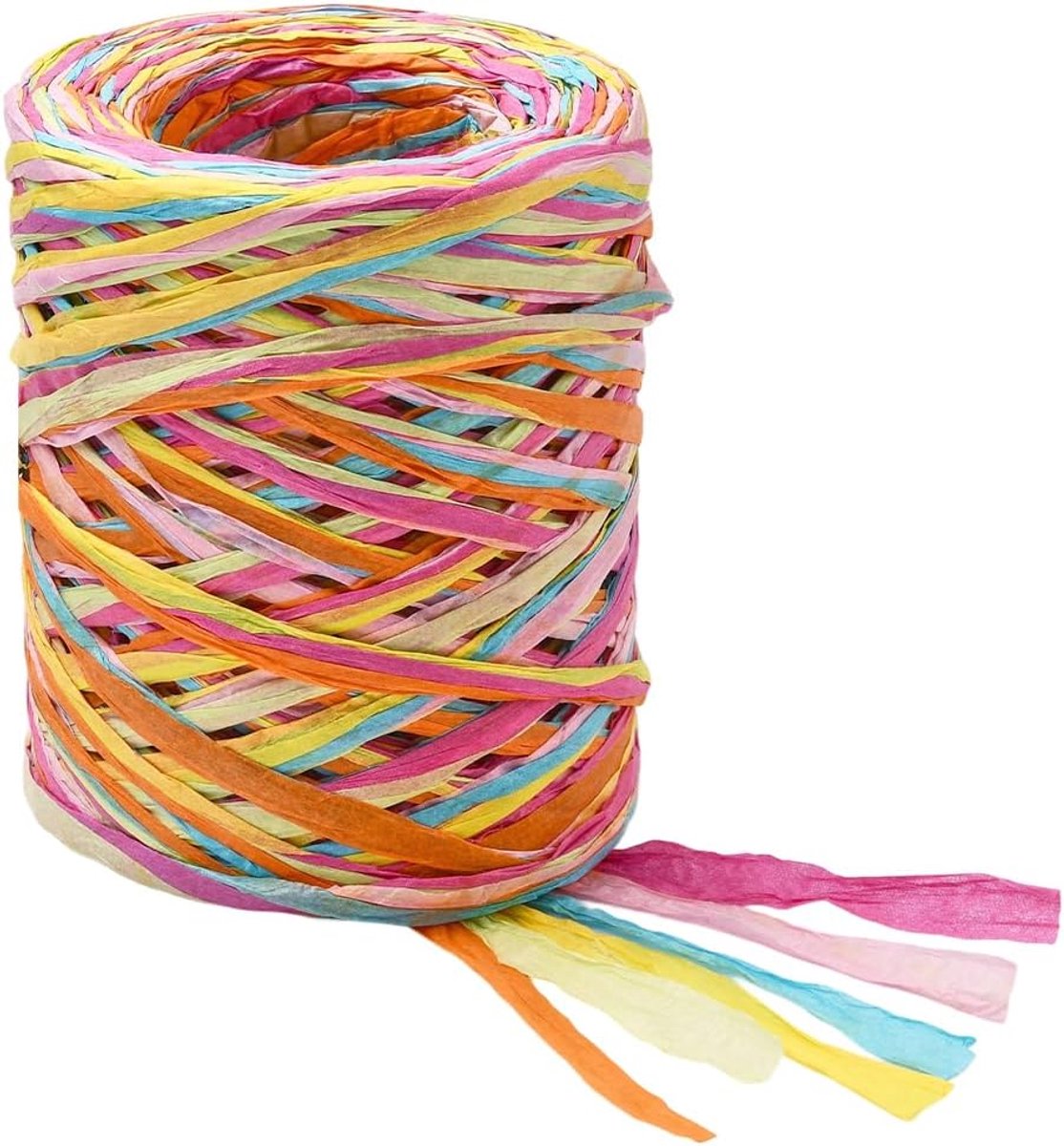 262,5 Voet Kleurrijke Raffia Papier Lint Raffia Inpaklint Platte Segment Geverfd Regenboog Diverse Geweven Papier Touw Koord String Roll voor Party Favor Kaarten Gift Wrapping Verpakking DIY
