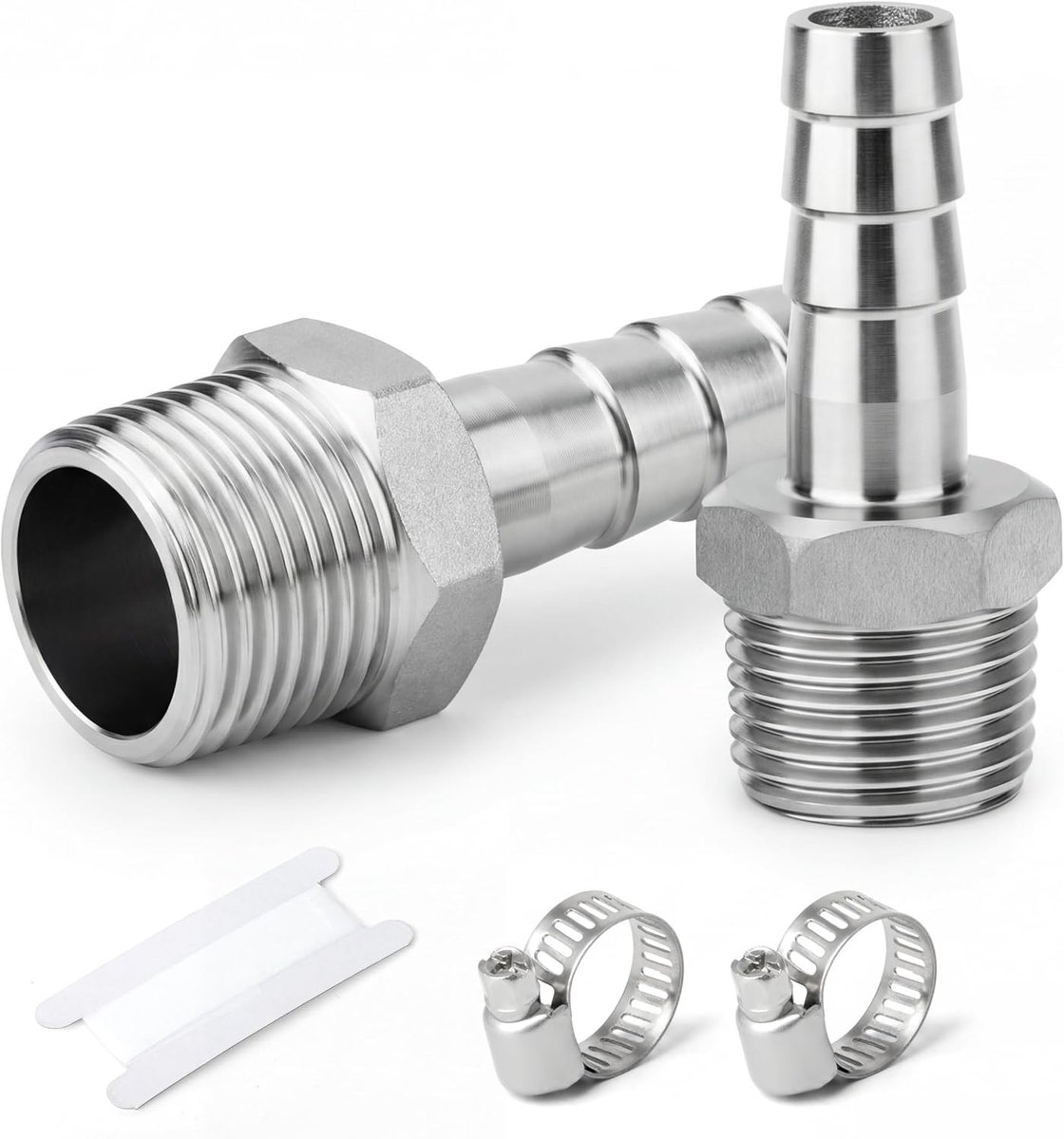 2 Stuks Slangtang-Klemkoppeling, 8 mm Slangtang Naar 1/8" BSP-Buitendraad, 304 Roestvrij Staal Voor Water, Industrieel