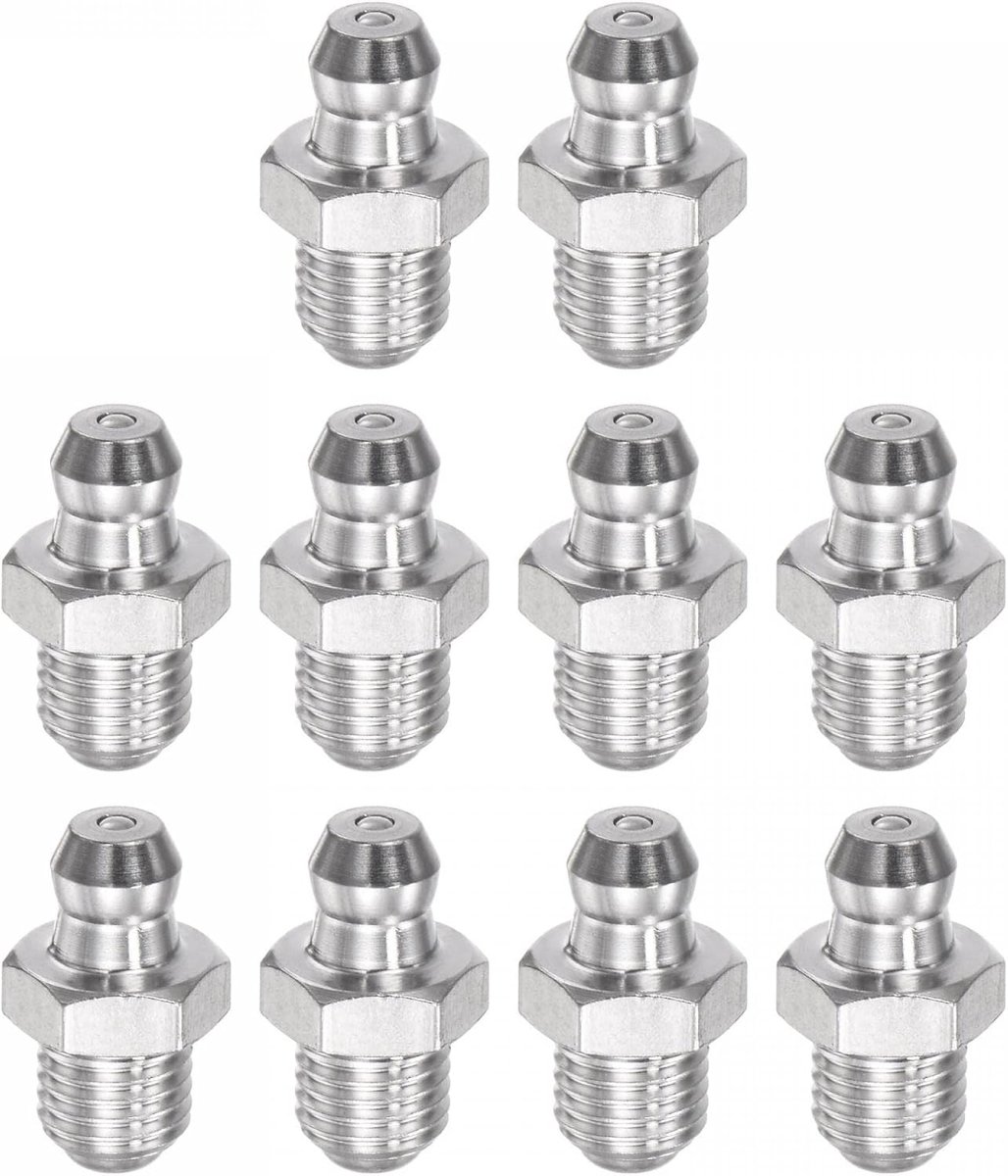 sourcing map 201 Roestvrij Staal Rechte Vet Fitting M8 x 1 mm Hydraulische Draad Vet Fitting Versneller, 10 Stks