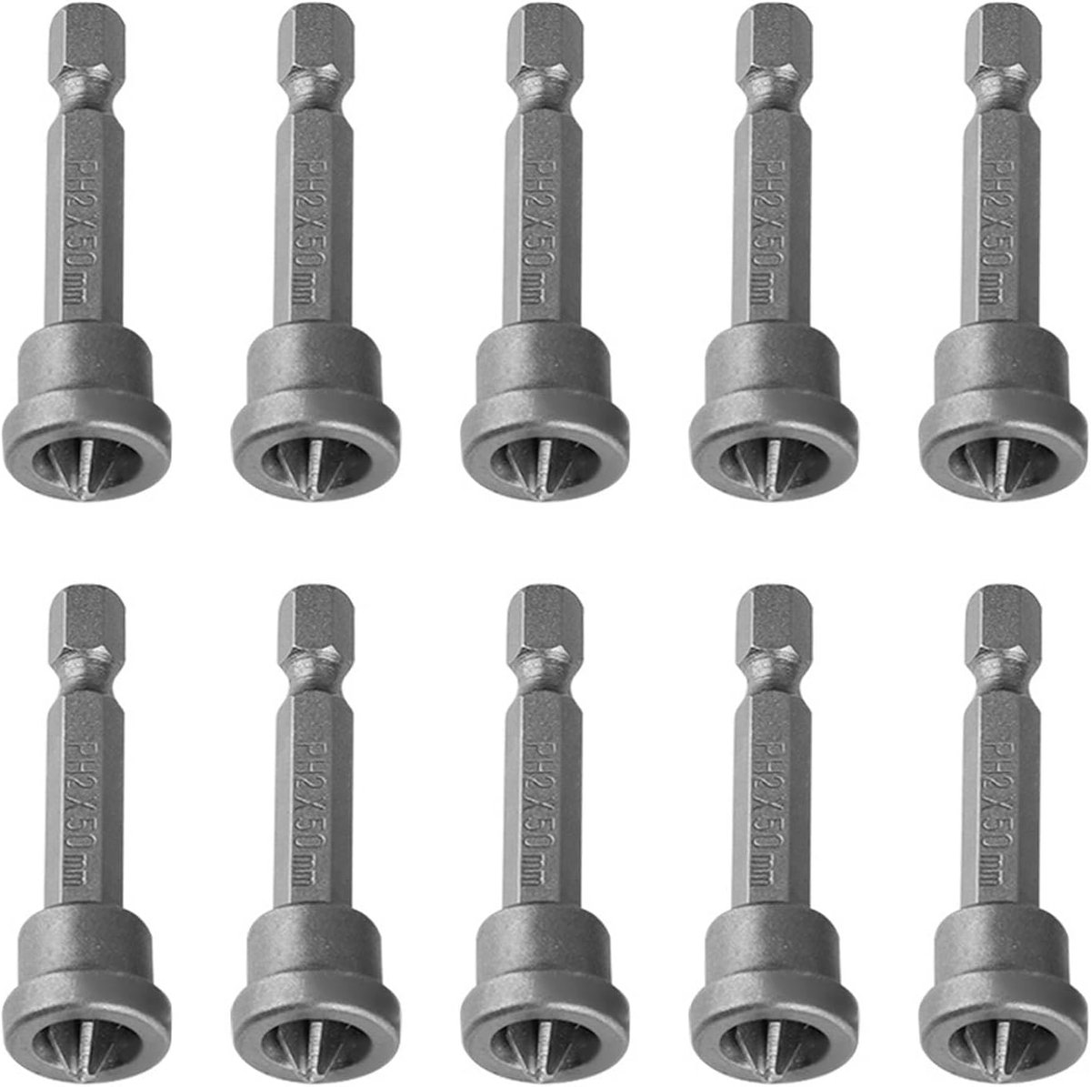 10 stuks 2" PH2 Hex Shank Magnetische Phillips Schroevendraaier Bits Set voor Gipsplaten Gipsplaten
