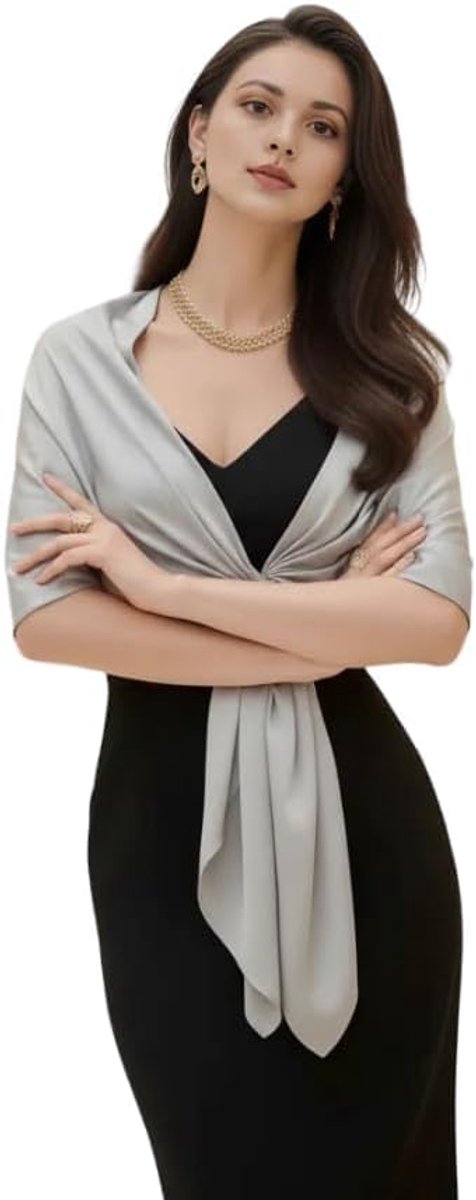 zijden sjaal 100% zijde halsdoek grijs zilver grijs effen zijden doek 180x90cm effen kleur voor pak formele gelegenheden stola business style cadeau voor jou