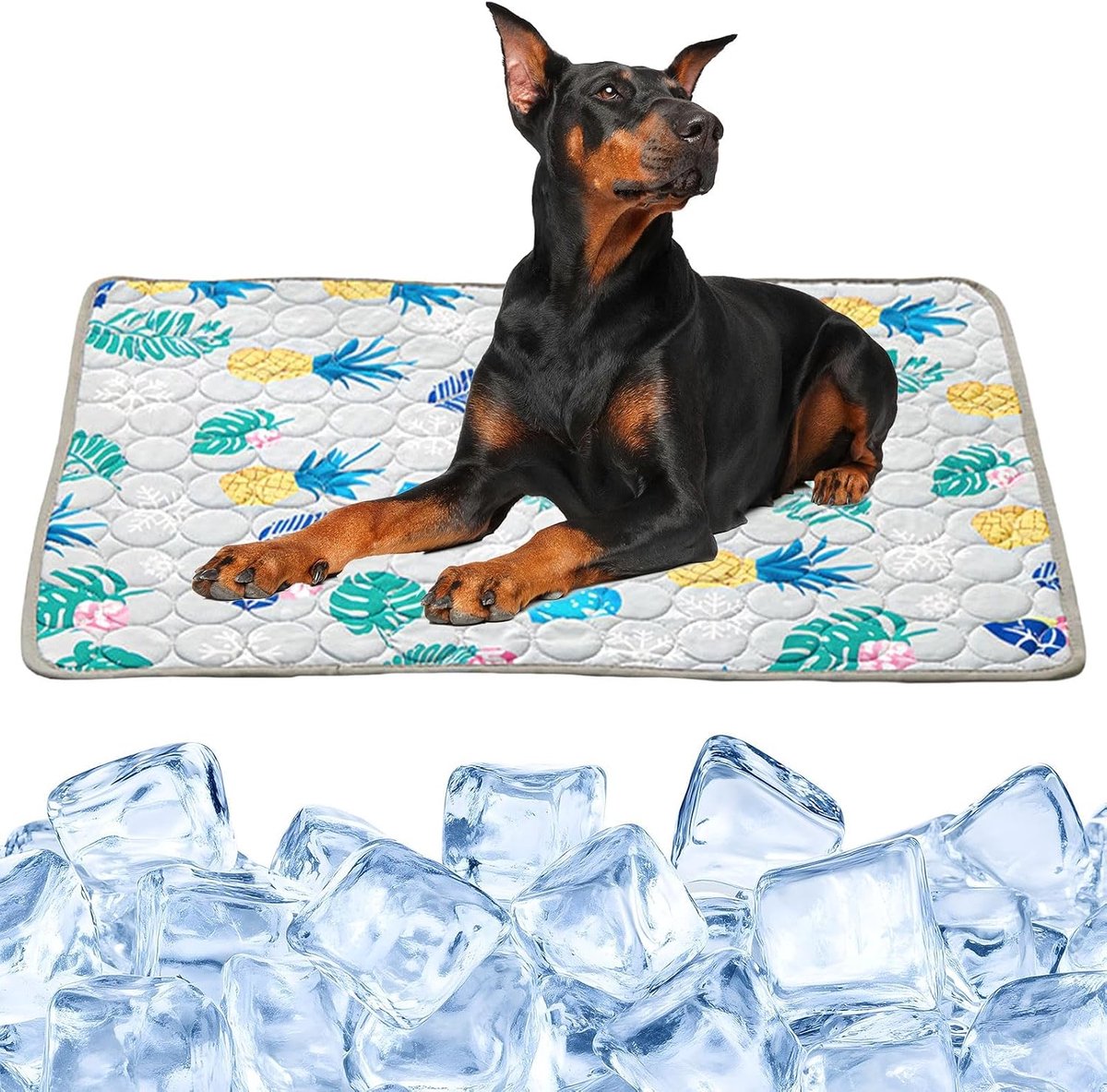 Koelmat voor honden en katten, zelfkoelende hondenmat, koeldeken voor honden en katten, zelfkoelende mat voor huisdieren, zomerkoelkussen voor buiten, auto, binnen (grijs 2, 150 x 100 cm)