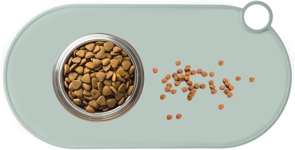 voermat voor honden en katten - waterdichte, antislip voermat als onderlegger voor hondenbak en kattenbak, rubberen mat met ophanglus, 49 x 25 cm