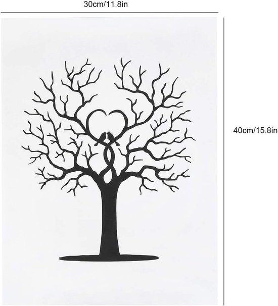 Canvas Bruiloft Gastenboek met 6 Kleuren Inkt DIY Bruiloft Vingerafdruk Boom Vingerafdruk Gastenboek 30x40 Cm Liefde Boom — afbeelding 2