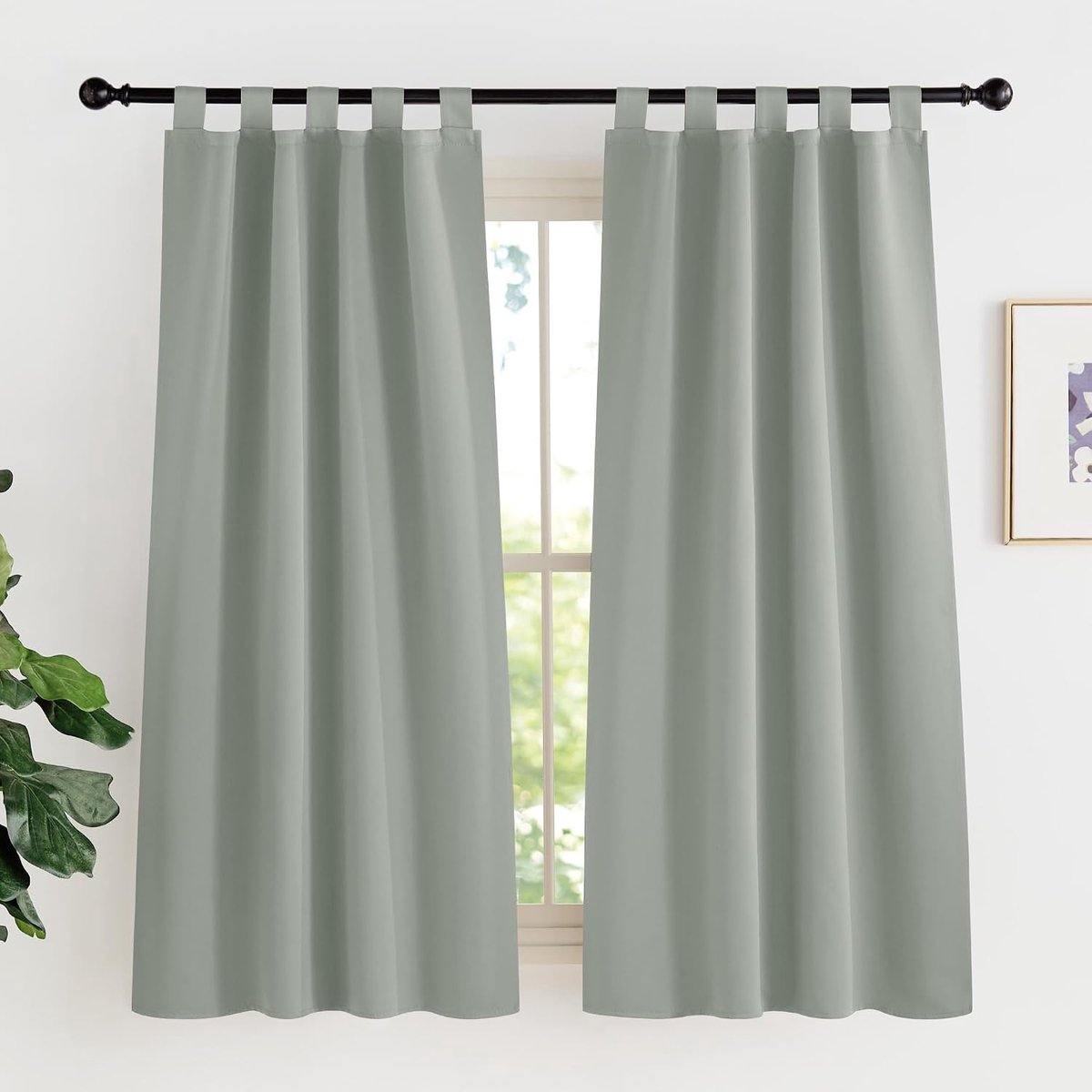 Warmte-isolerende Verduisteringsgordijnen, Gordijnen voor Woonkamer en Slaapkamer met Lussen, Modern Design,90B x 150H cm (2 Panelen),Salingroen