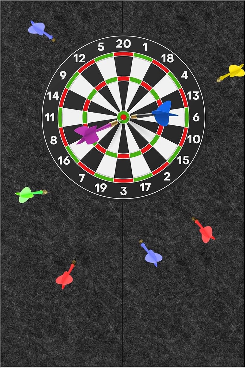 Dartboard-wandbescherming van vilt, 60 x 90 cm, zelfklevende wandomranding voor kurk-dartboard-achterkant en wandtegels voor complete wandbescherming, zwart