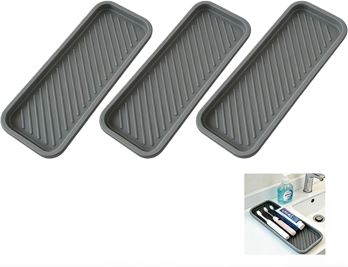 Set van 3 siliconen sponshouders, siliconen gootsteenorganizer, keuken, badkamerorganizer, antislip, opslag, zeep, afdruipmat voor zeepdispenser, badkameraccessoires