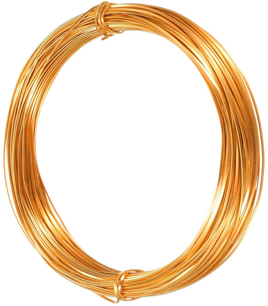 Draad, 1 mm, voor knutselwerk, 0,5 mm dik, flexibele metaaldraad voor bloemsieraden, uitrusting, sculpturen, doe-het-zelf sieraden, goudkleurig