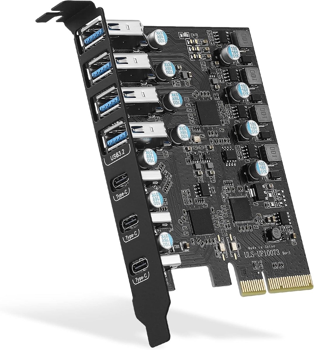 naar USB 3.2 Gen 2 kaart 7-poorts (4A + 3C), 10Gbps PCI Express uitbreidingskaart voor desktop PC Windows 10/8/7 en hoger