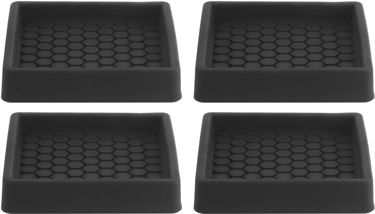 4 stuks rubberen meubelpads, 50 x 50 mm, vierkante antislip meubelonderzetters voor bed, kast, bank, stoel, tafel, piano, vloerbeschermers (zwart)