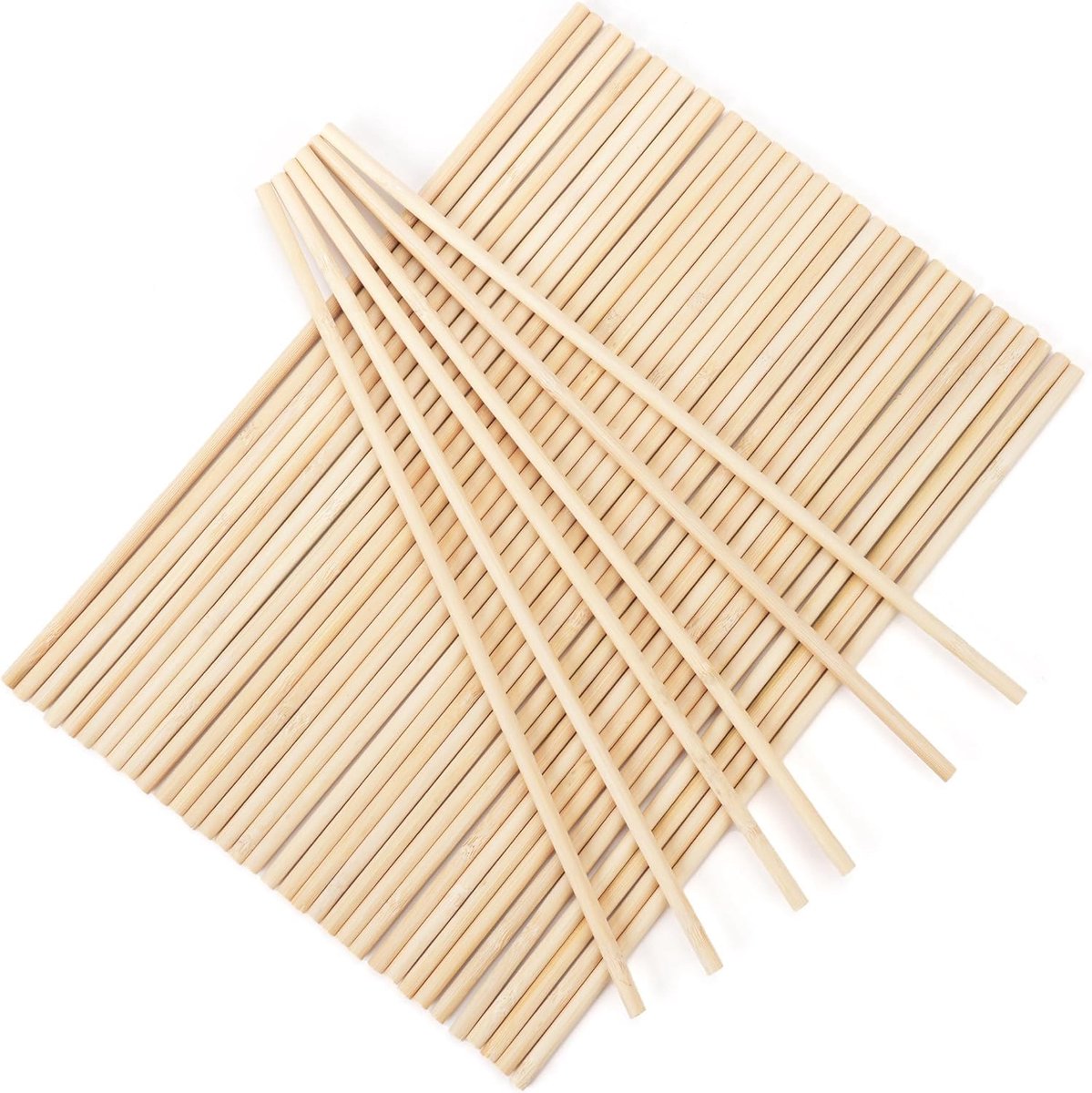 Houten stokjes om te knutselen, ronde suikerspin, 120 stuks, 5 mm x 30 cm, ronde houten stok voor houtwerk, kunstprojecten, decoraties en doe-het-zelf (5 mm x 30 cm)