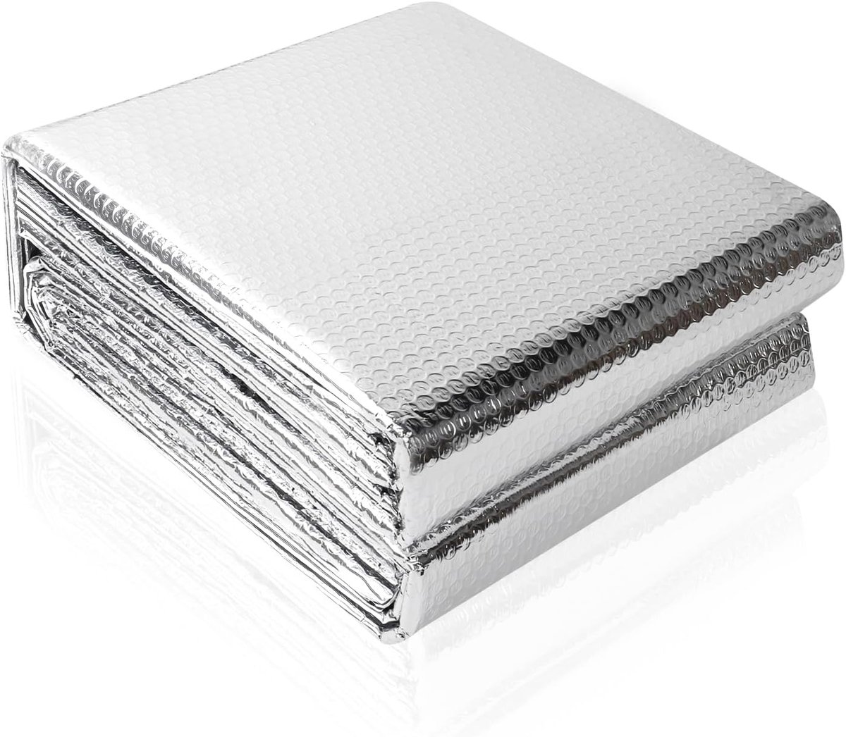 isolatiefolie, 60 cm x 5 m, 3 mm dik, isolatiefolie, dubbelzijdige aluminium bubbelfolie met 12 plakstrips, radiatorreflectiefolie voor voertuigen, daken, ramen