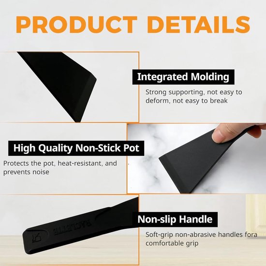 set van 8, nylon schraper, hittebestendig tot 240 graden Celsius, panneschraper voor raclette-grill, grillspatel met antiaanbaklaag, accessoires voor kaas, fondue en — afbeelding 2