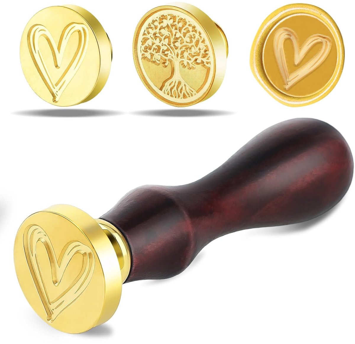 2 stuks, vintage look, afneembare messing kop met 1 houten handvat, doe-het-zelf