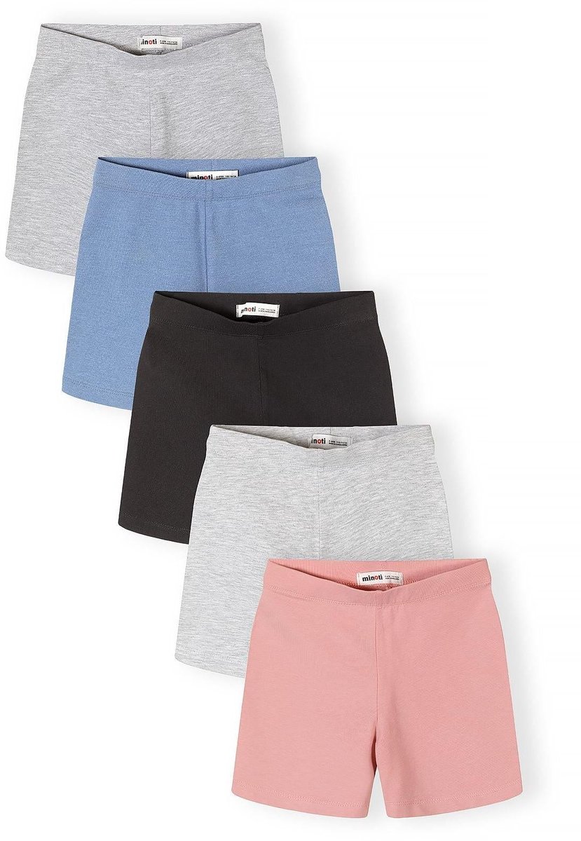 Minoti korte broek meisjes 5-pack jersey - katoen - grijs