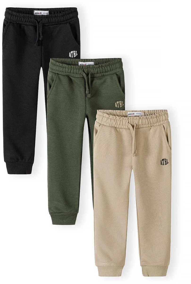 Minoti joggingbroek jongens 3-pack - katoen - zwart
