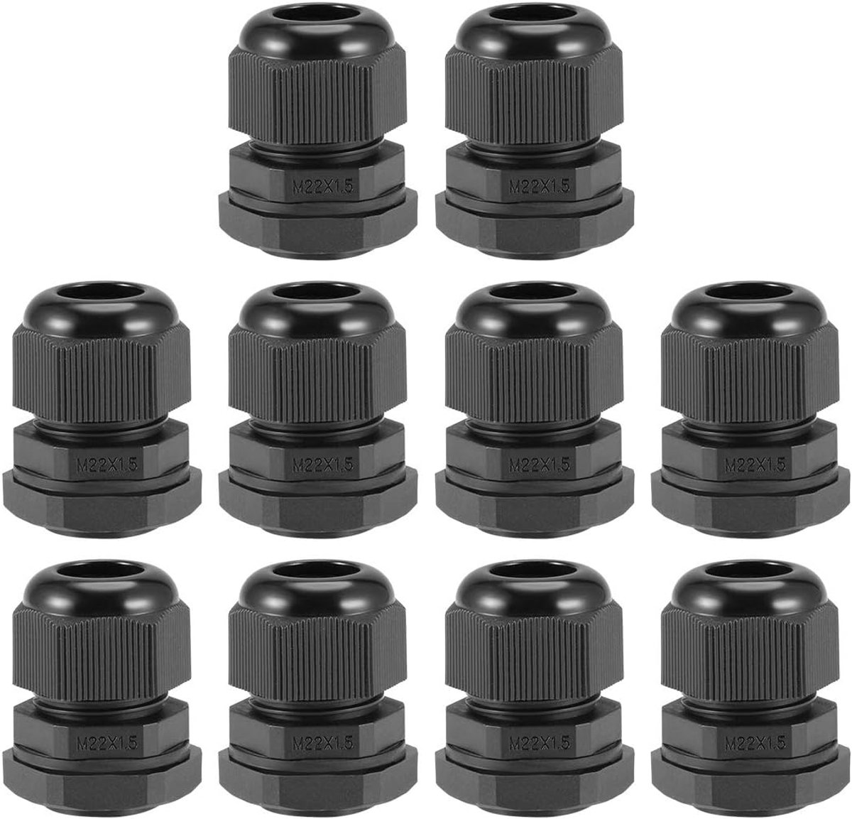 sourcing map 10 stk.M22x1,5 7mm-12mm kabelwartels waterdichte contramoer met sluitring zwart