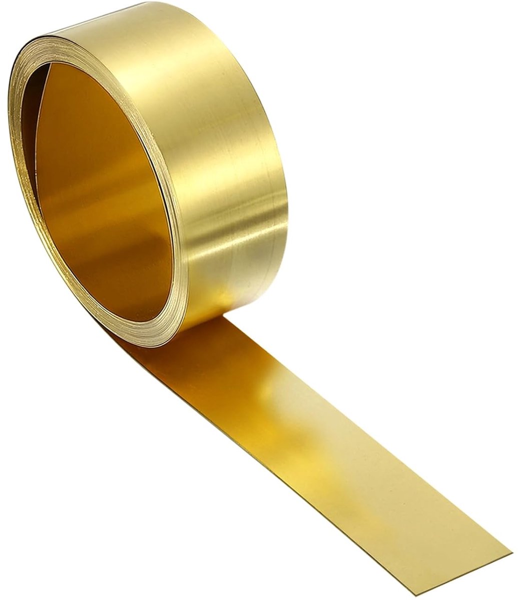 Messing plaatrol, 0,2 x 15 x 2500 mm (D x B x L), metalen plaatrol van messing voor knutselwerk, elektrische doe-het-zelfprojecten, reparaties, goud