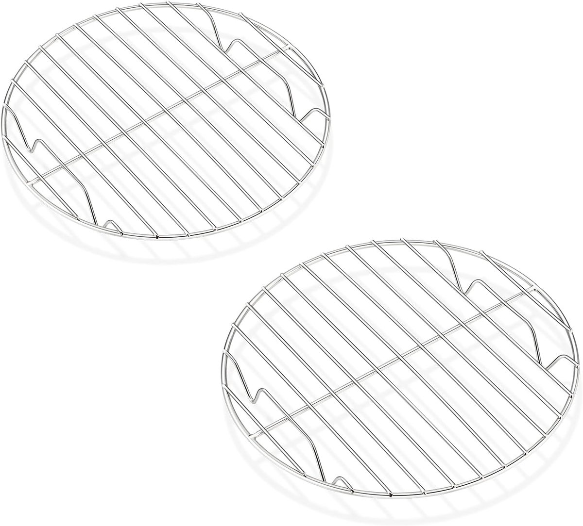 Rond Koelrooster set van 2, roestvrijstalen bakrooster set, koelrooster voor koelen, bakken, stomen, roestvrij & duurzaam, vaatwasmachinebestendig - 19 cm
