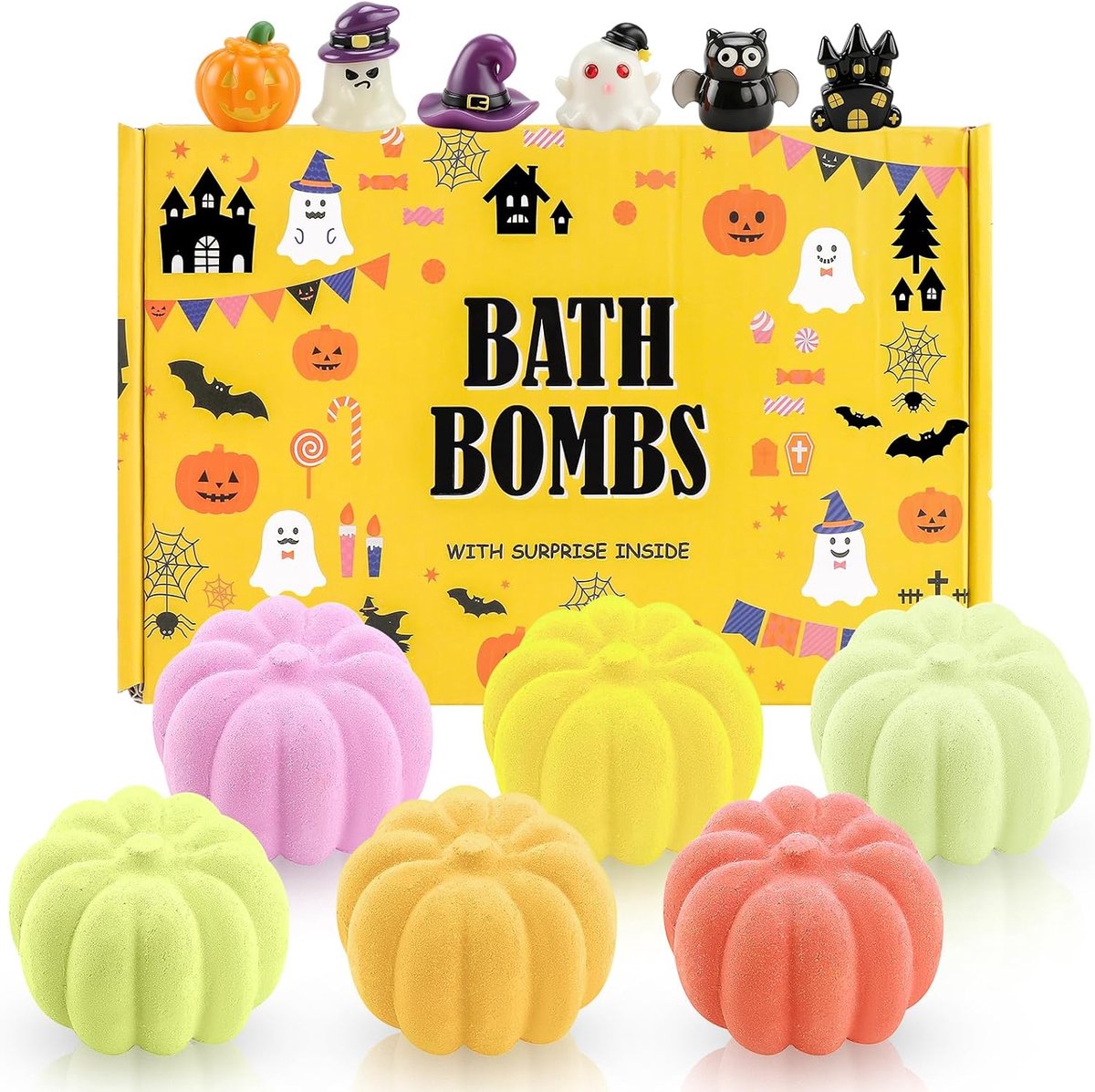badbommen met verrassing | 6 stuks badbommen pompoen badbommen badformule geurend schuimbad Halloween verrassing voor het bad