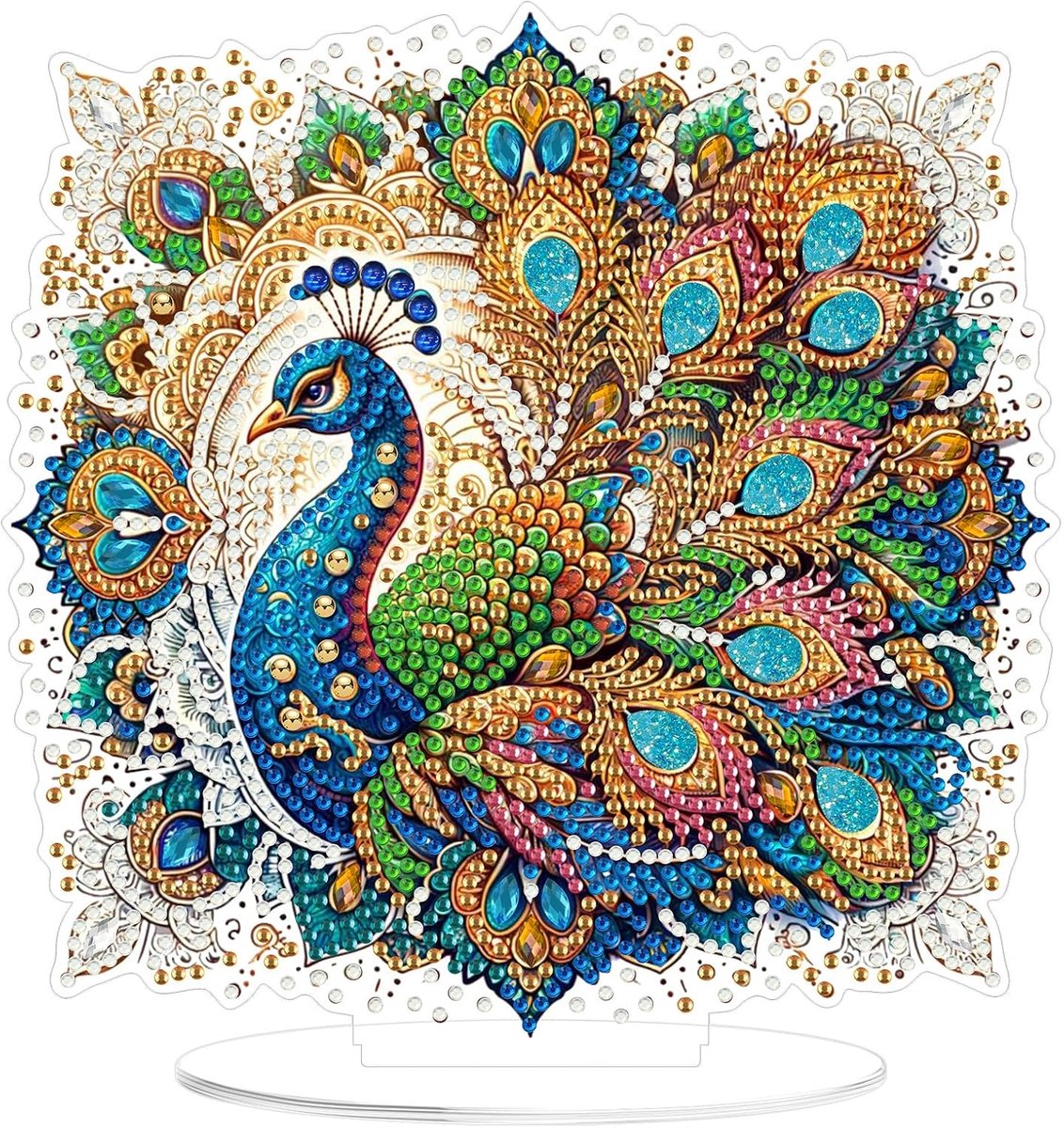 5D Diamond Painting pauw desktop decoratie kinderen volwassenen diamond painting tafel decoratie set DIY dier diamant schilderij afbeeldingen knutselset set voor cadeau meisjes 7-12 jaar