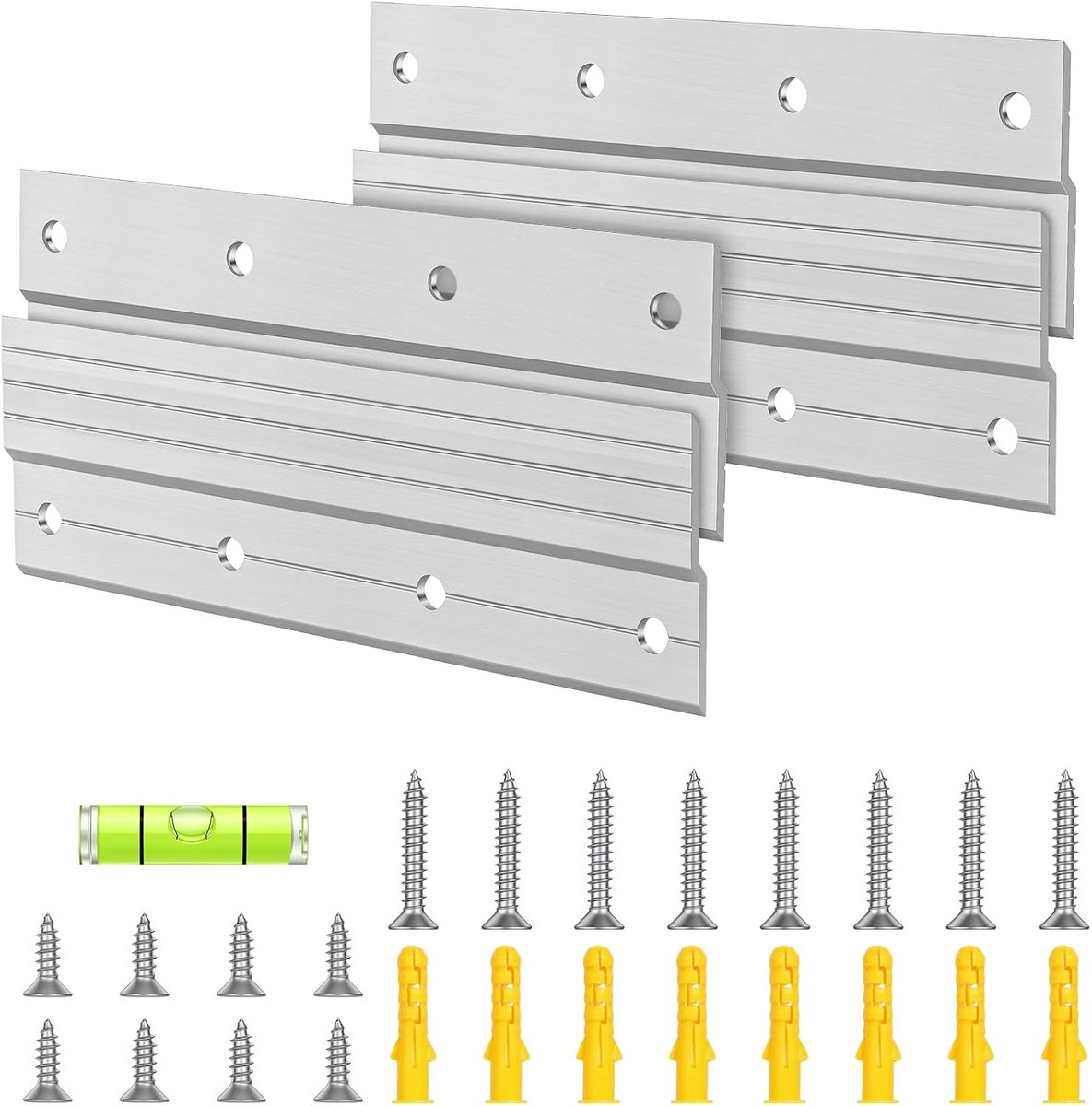 2 paar Franse schoenplaatjeshanger, 15,5 cm aluminium Z-hanger, spiegelhangende hardware wandmontagebeugel, hardwarekit voor whiteboard, plank, kunstwerk, kast, kunstlijsten