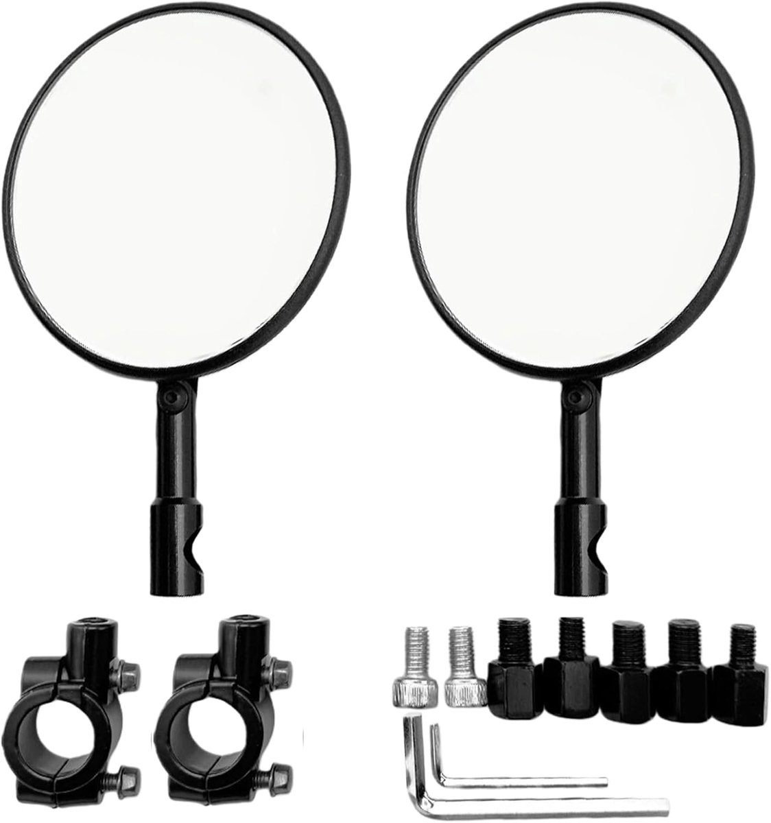2 stuks motorspiegels: aluminium legering stuurspiegel 360° draaibaar, universele stuurspiegel met 22 mm spiegelhouders, universeel compatibel, voor motorfietsuitrusting