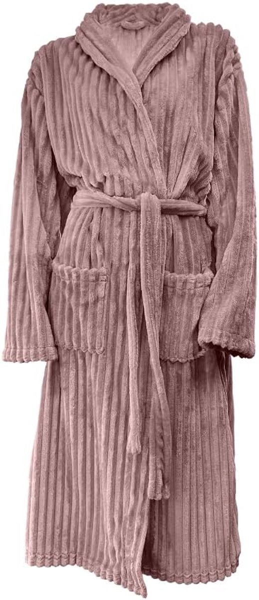 Rib Fleece Badjas - old rose - XL