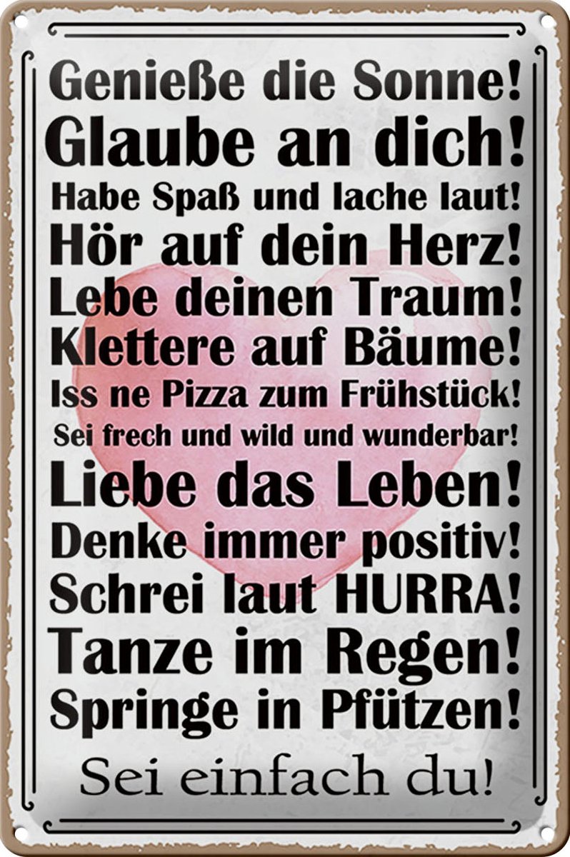 Blechschild Spruch 20x30cm genieße die Sonne sei einfach du