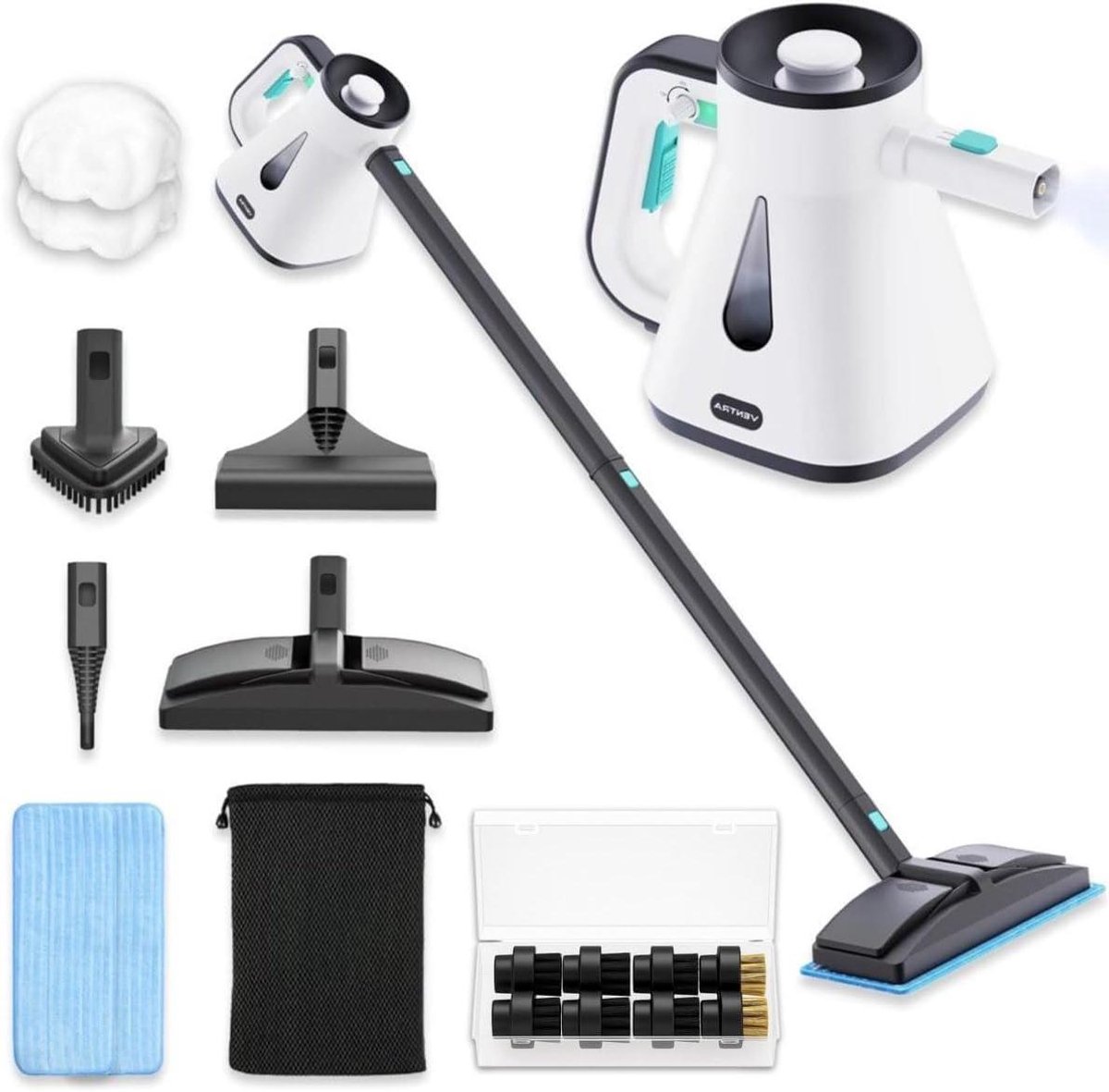 Stoomreiniger Dweil - Handstomer Vloerreiniger - Hygiënisch Schoonmaken - 2-in-1 Functie - 900ml Tank - Wit
