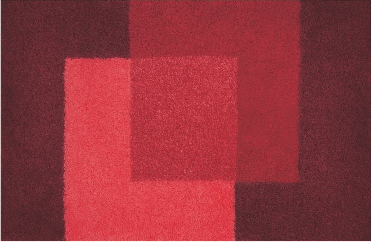 Spirella Crossover Badmat - Absorberend Badkamermat in Rood - Antislip Badkamer Mat - 55 x 65 cm